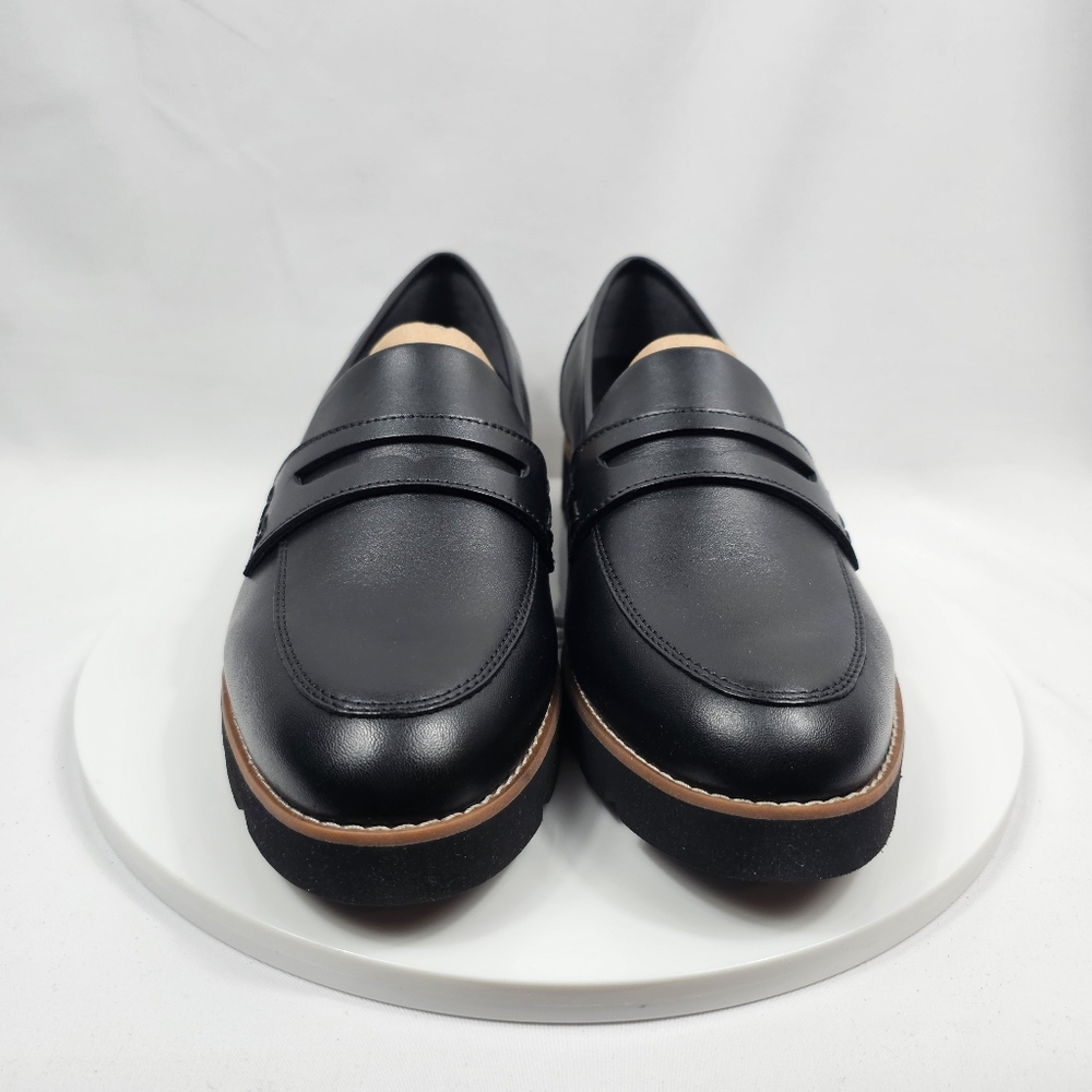 NIB Vionic Cheryl II Loafers Size 10 Black Leather Lug Sole Comfort Slip On - Picture 4 of 14
